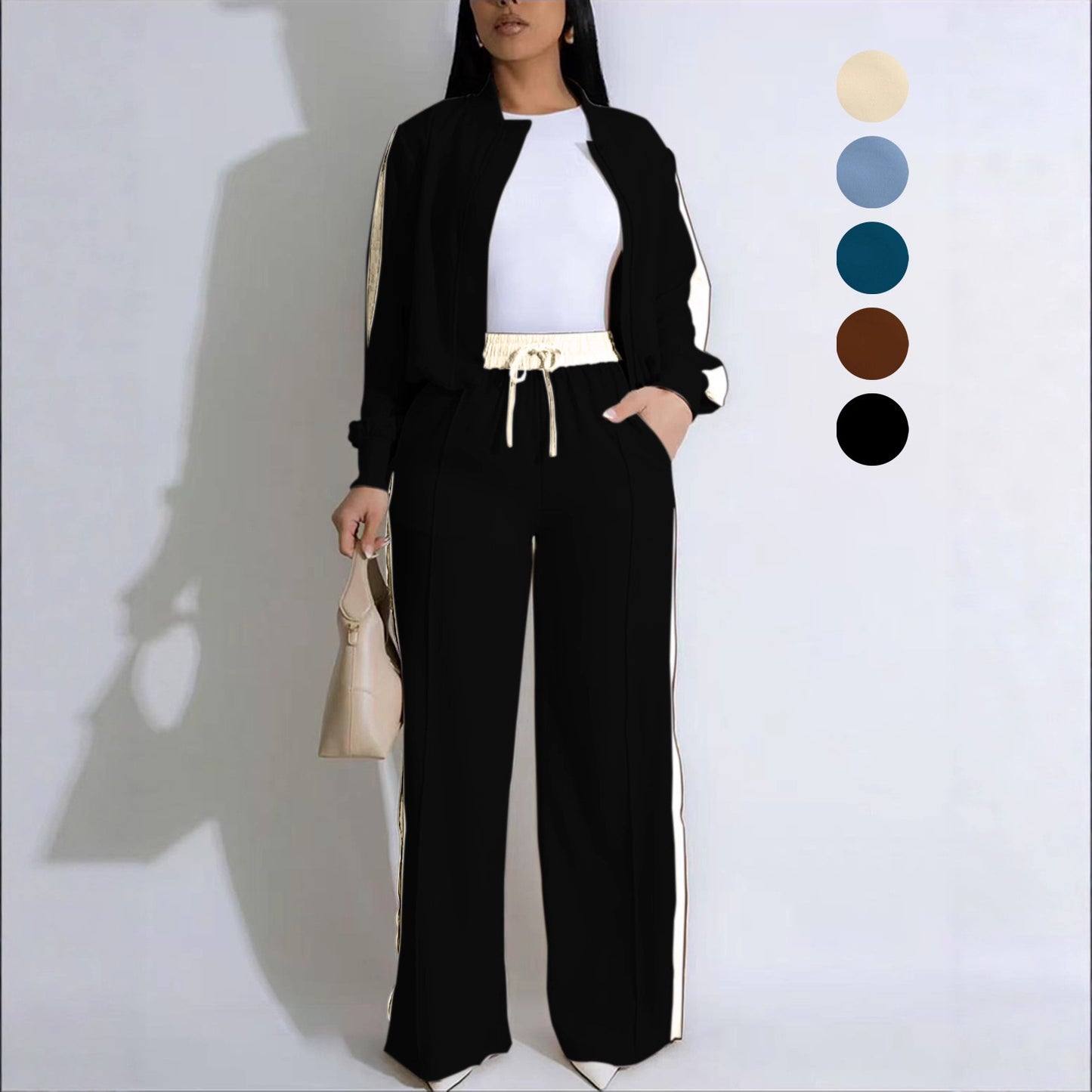 Elegant Attractive Innovative Women's Ribbon Long-sleeved Fashion Casual Suit