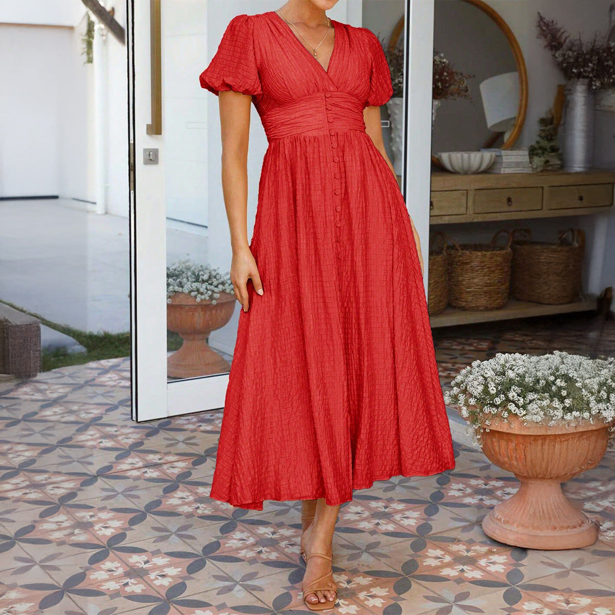 Women's Commute Vacation Style High Waist Sleeve Dress