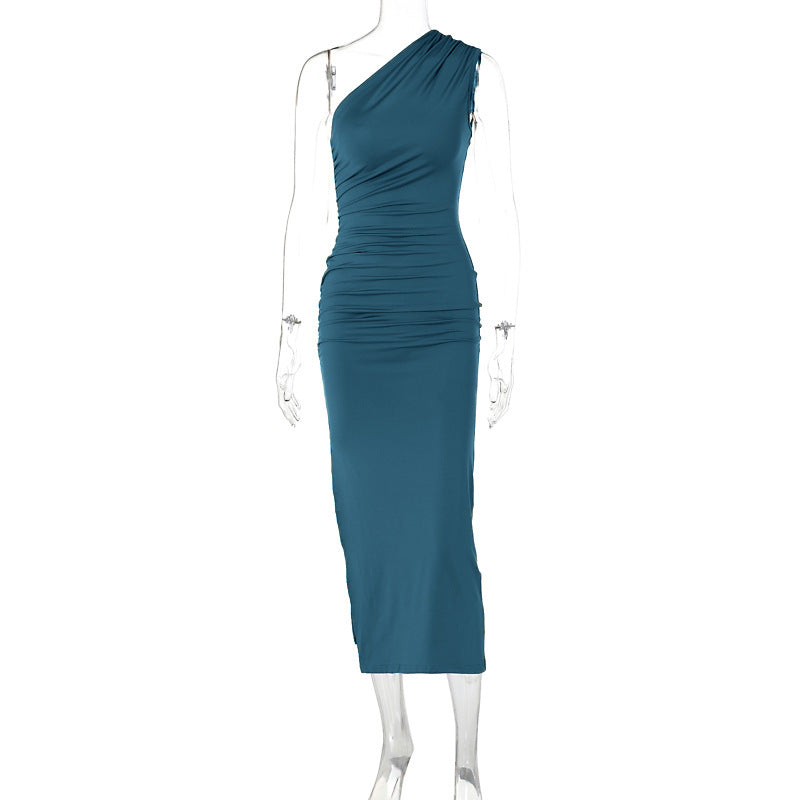 Color Split Sleeveless Desire Sexy Temperament Dresses