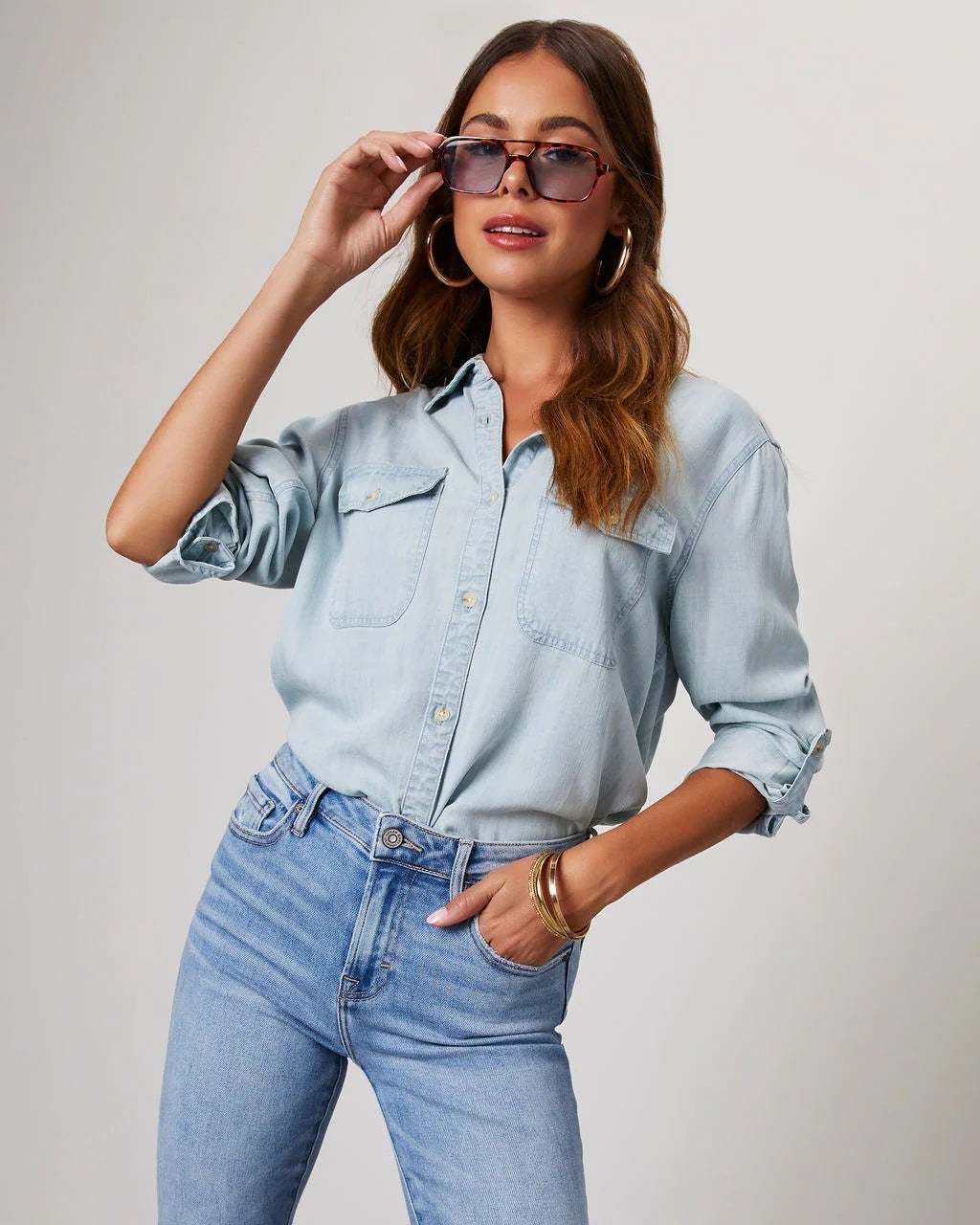 Women's Denim Shirt Autumn Casual Polo Collar Single-breasted Jackets