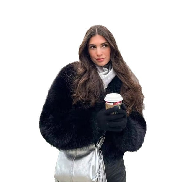 Women's Fur Fox Fashionable Warm Plush Overcoat Coats