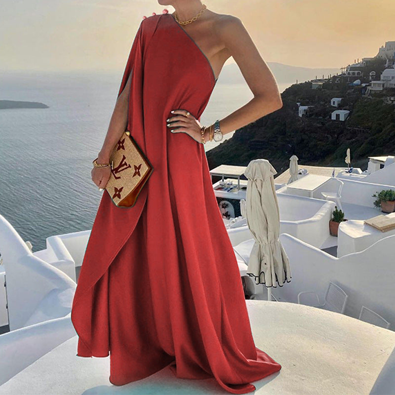 Women's Solid Color Loose Long Dress Queen Dresses