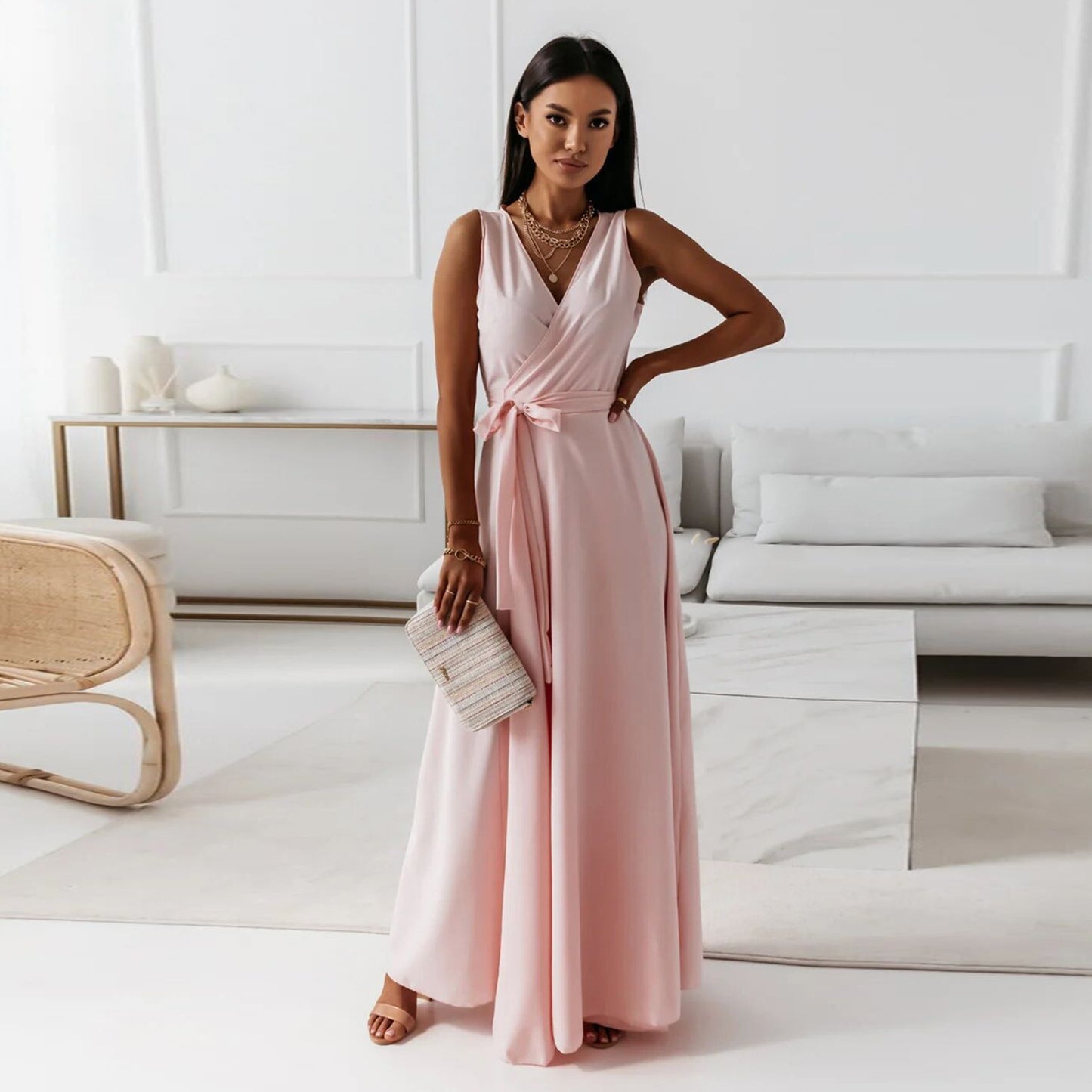 Women's Summer Tied Temperament Banquet Long Dress