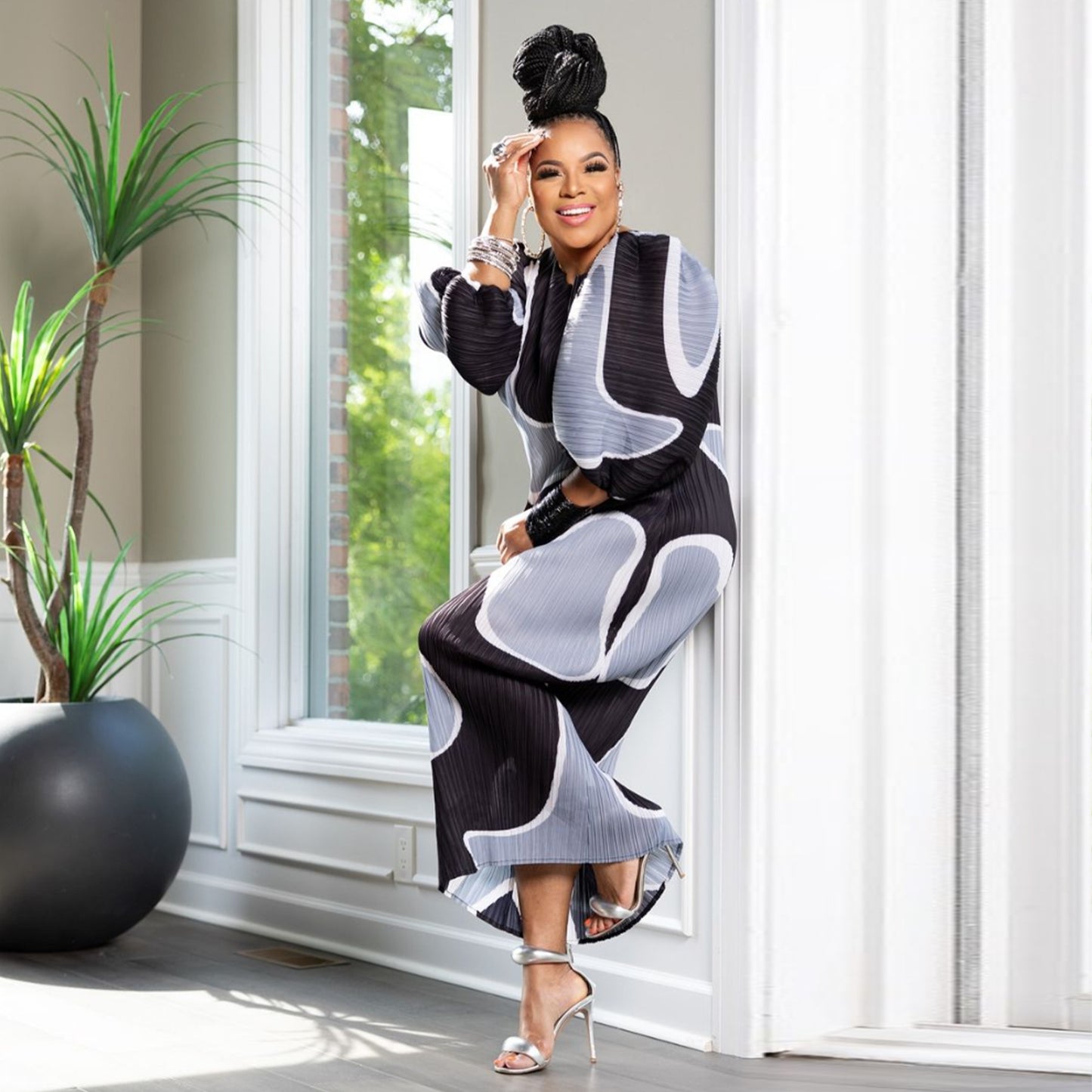 Women's Fashion Wear Lantern Sleeve Pleated Dress Dresses