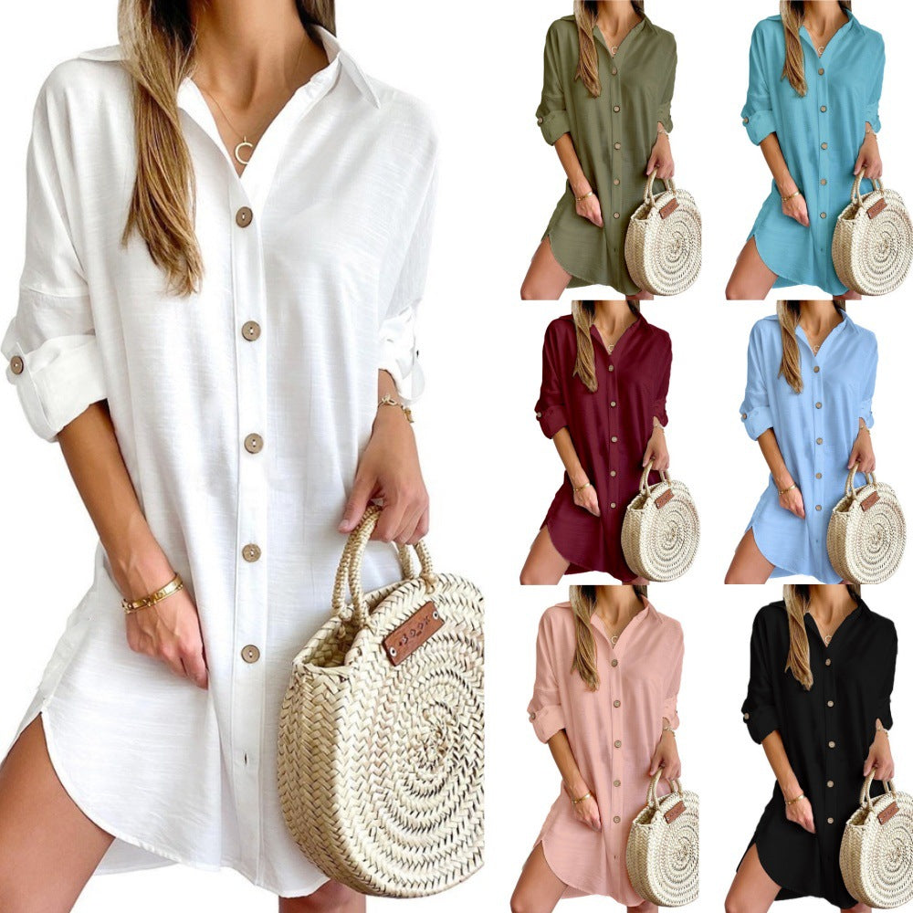 Women's Autumn Casual Long Sleeve Lapel Button Clothing