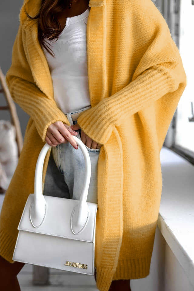 Hooded Hat Collar Temperament Commute Stitching Knitwear