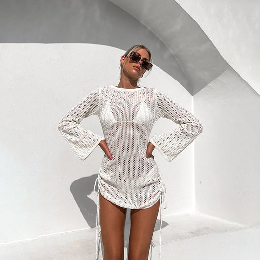Women's Strap Round Neck Backless Seaside Beach Dresses