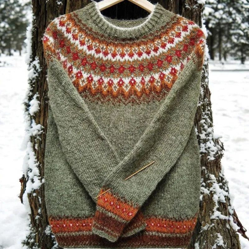 Women's Round Neck Multicolor Loose Fashion Pullover Sweater