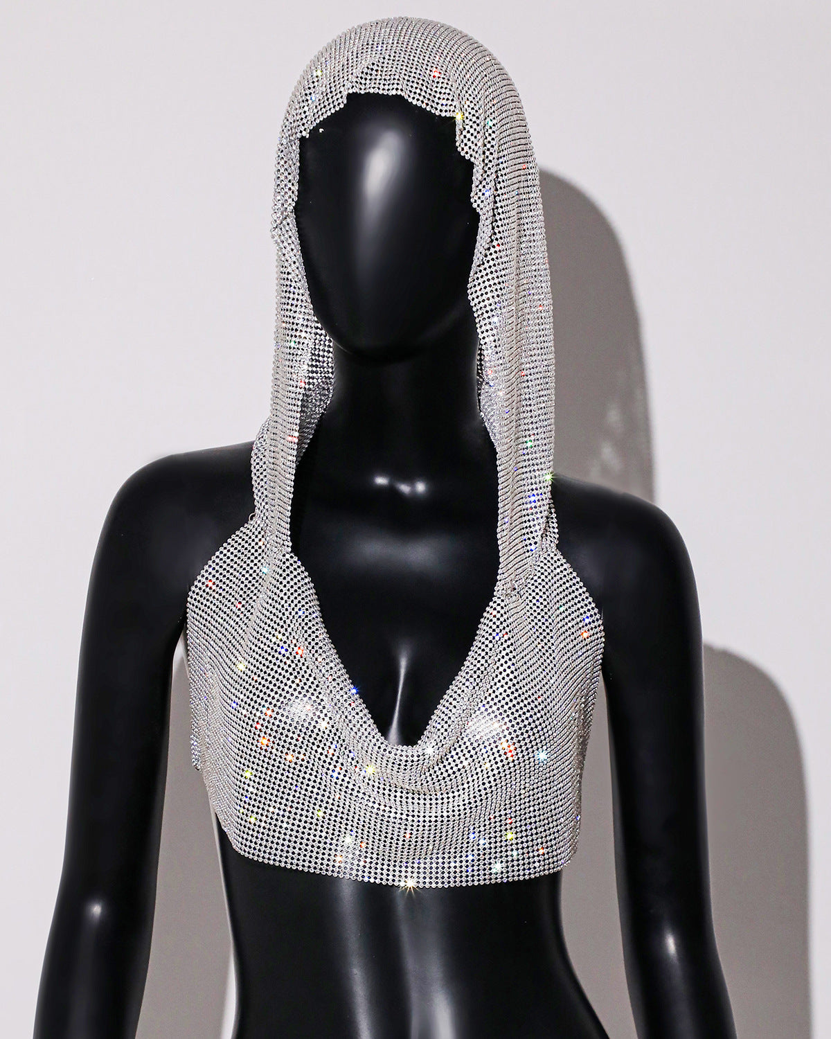 Women's Metal Sequins Hooded Street Hot Sexy Tops