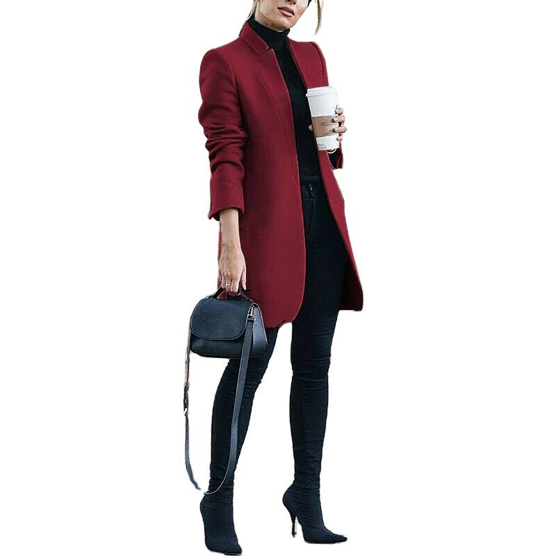 Fashion Solid Color Stand Collar Woolen Women's Sweater, Sweater