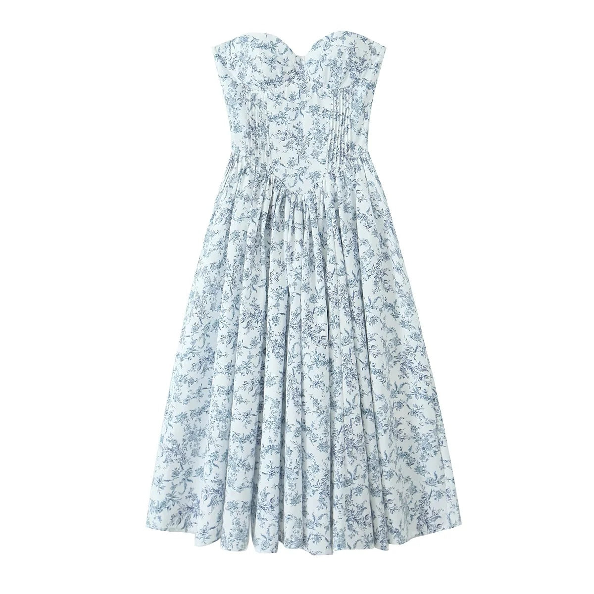 Women's Autumn French Style Fresh Vacation Floral Strapless Dresses