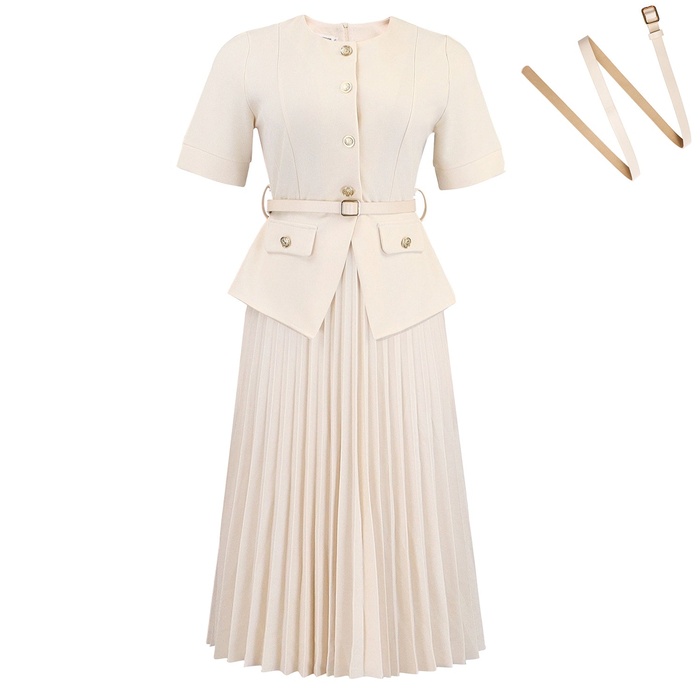 Women's African Summer Round Neck Stitching Pleated Fake Plus Size