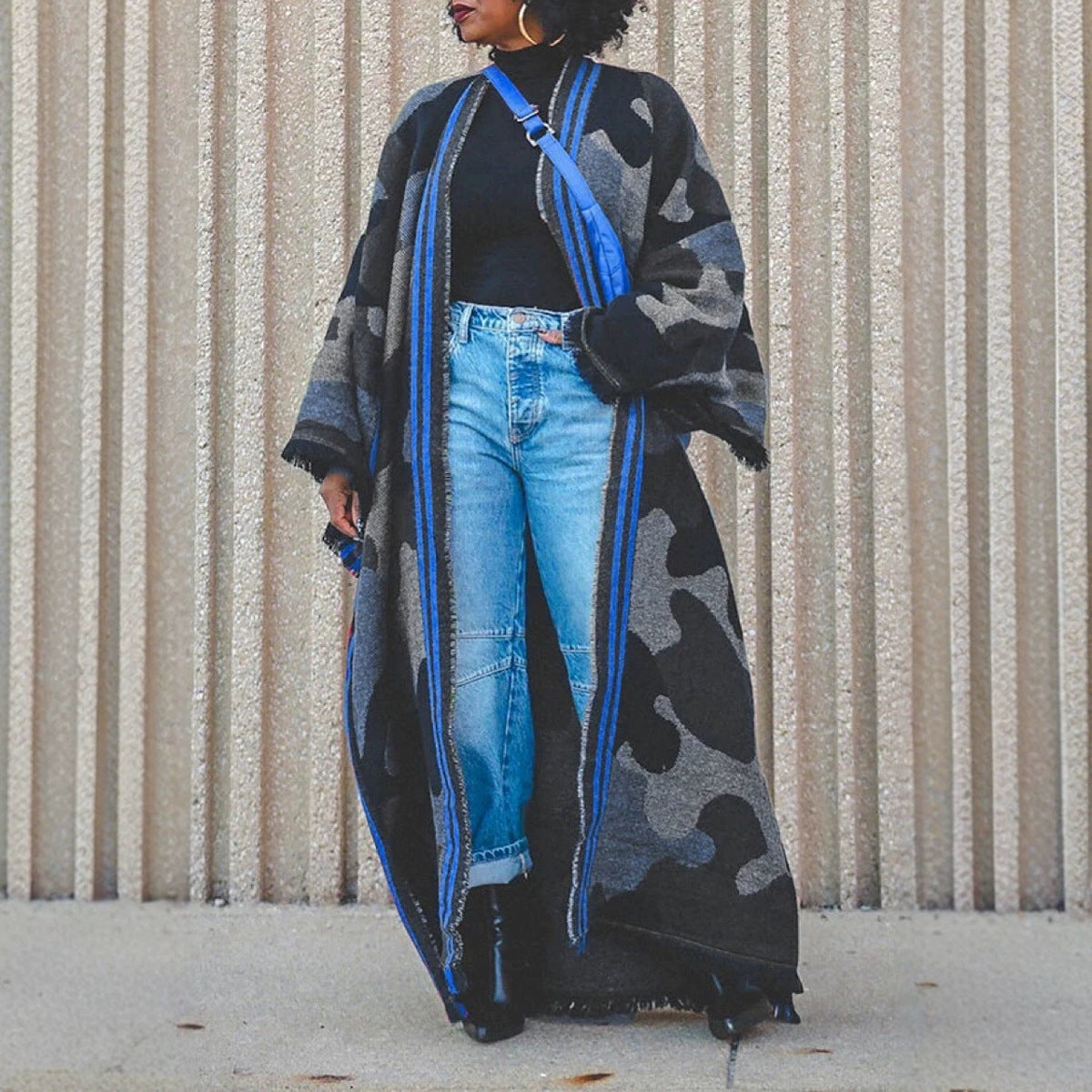 Women's Scarf Army Green Camouflage Red Striped Coats