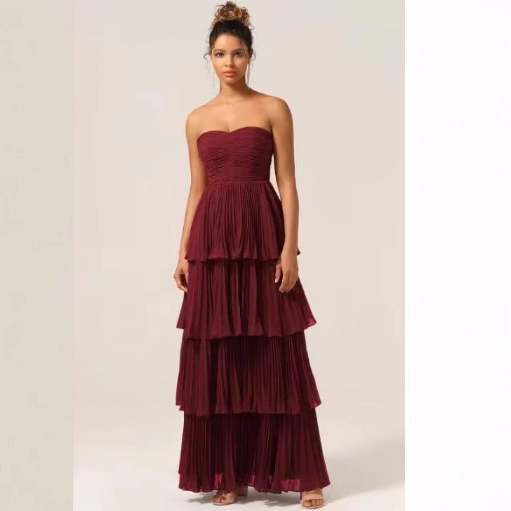 Women's Pleated Beach Tube Cake Dress Senior Dresses
