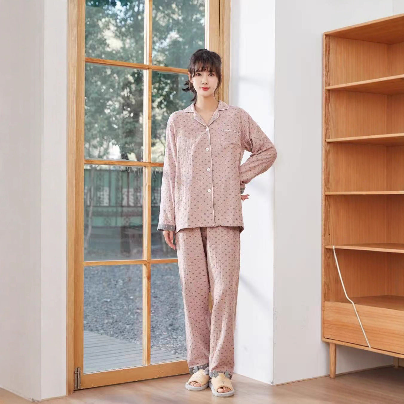 Women's & Men's & Yarn Woven Seam Pajamas Blouses