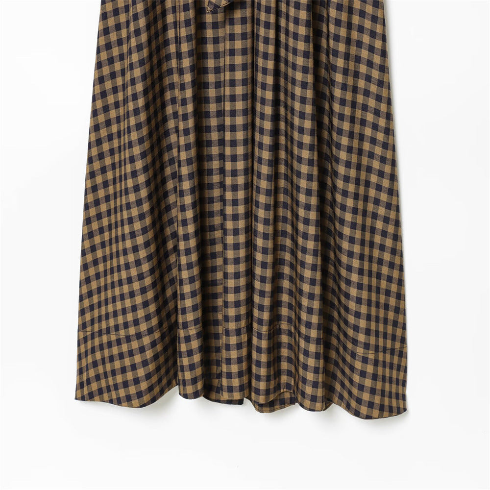 Women's Fashion Polo Collar Long Sleeve Plaid Dresses