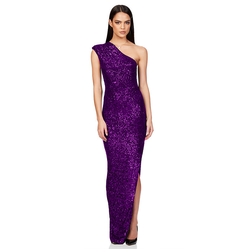 Women's Dress Summer Sleeveless Split Sequined Temperament Dresses
