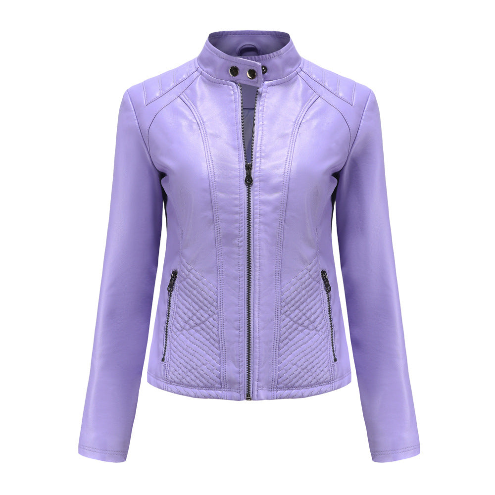 Women's Casual Leather Simple Trendy Thin Long-sleeved Jackets
