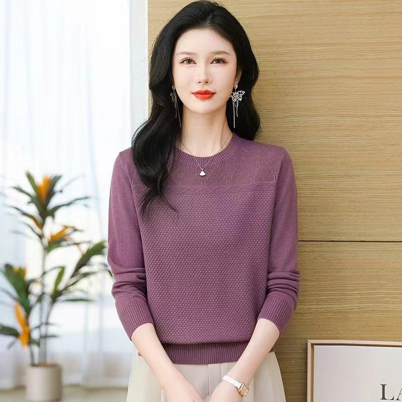 Women's Round Neck Jacquard Long-sleeved Loose Casual Temperament Wild Sweaters