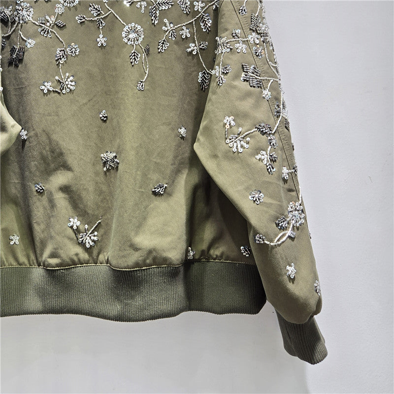 Beaded Embroidery Flower Baseball Fashionable Slimming Coats