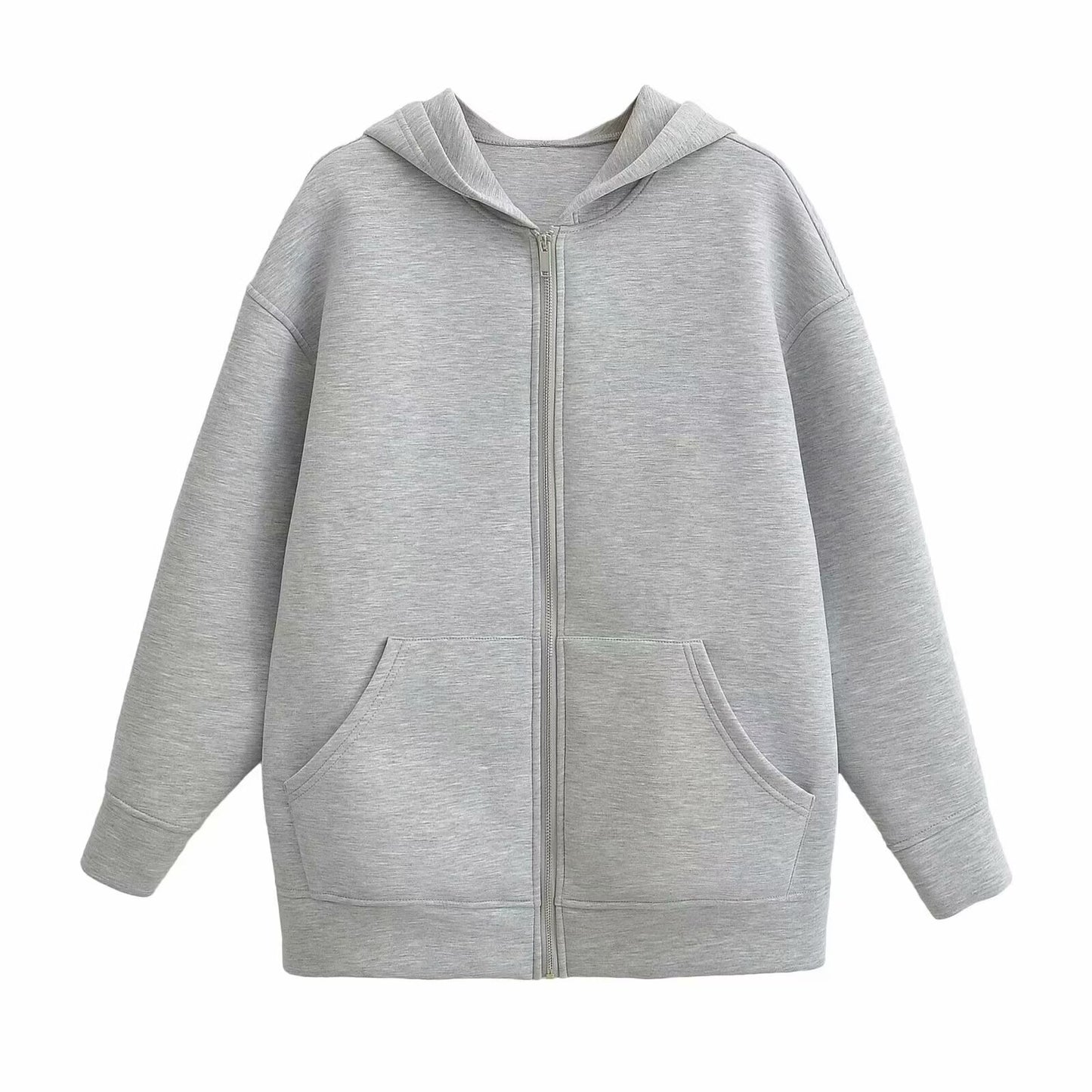 Women's Gray Hooded Long Memory Cotton Jackets