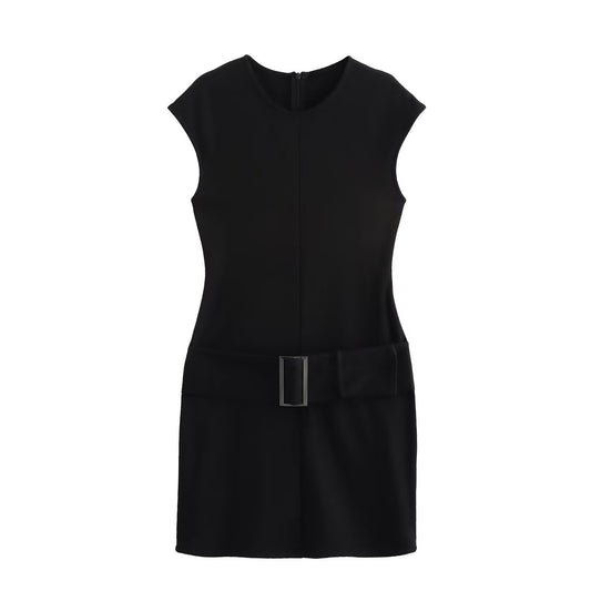 Women's Style Design With Belt Double-sided Cloth Dresses