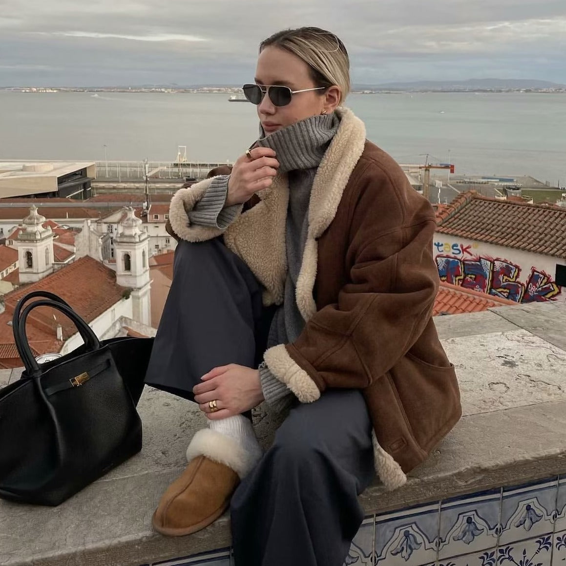 Women's Fashion Loose Warm Vintage Lamb Wool Coats