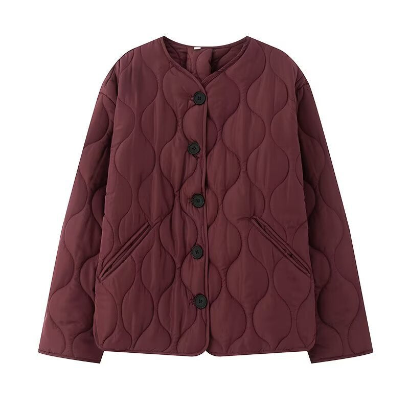 Women's Fashion Casual Diamond Lattice Loose Cotton Coats