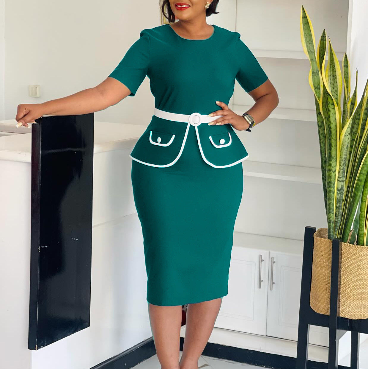 Women's Fashion Elegant Elastic Hip Sleeve Ol Plus Size