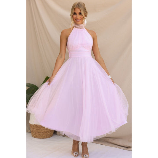 Halter Mesh Turtleneck Dress Leisure Vacation Dresses