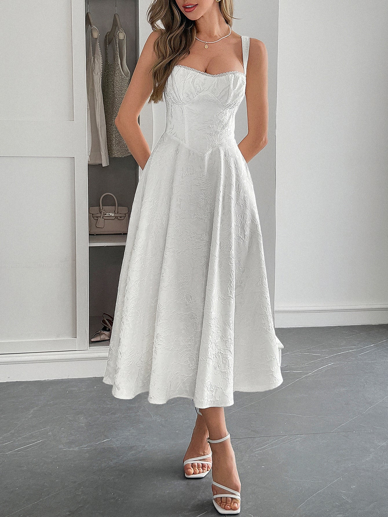 Women's Summer Elegant Graceful Strap Jacquard Maxi Dress