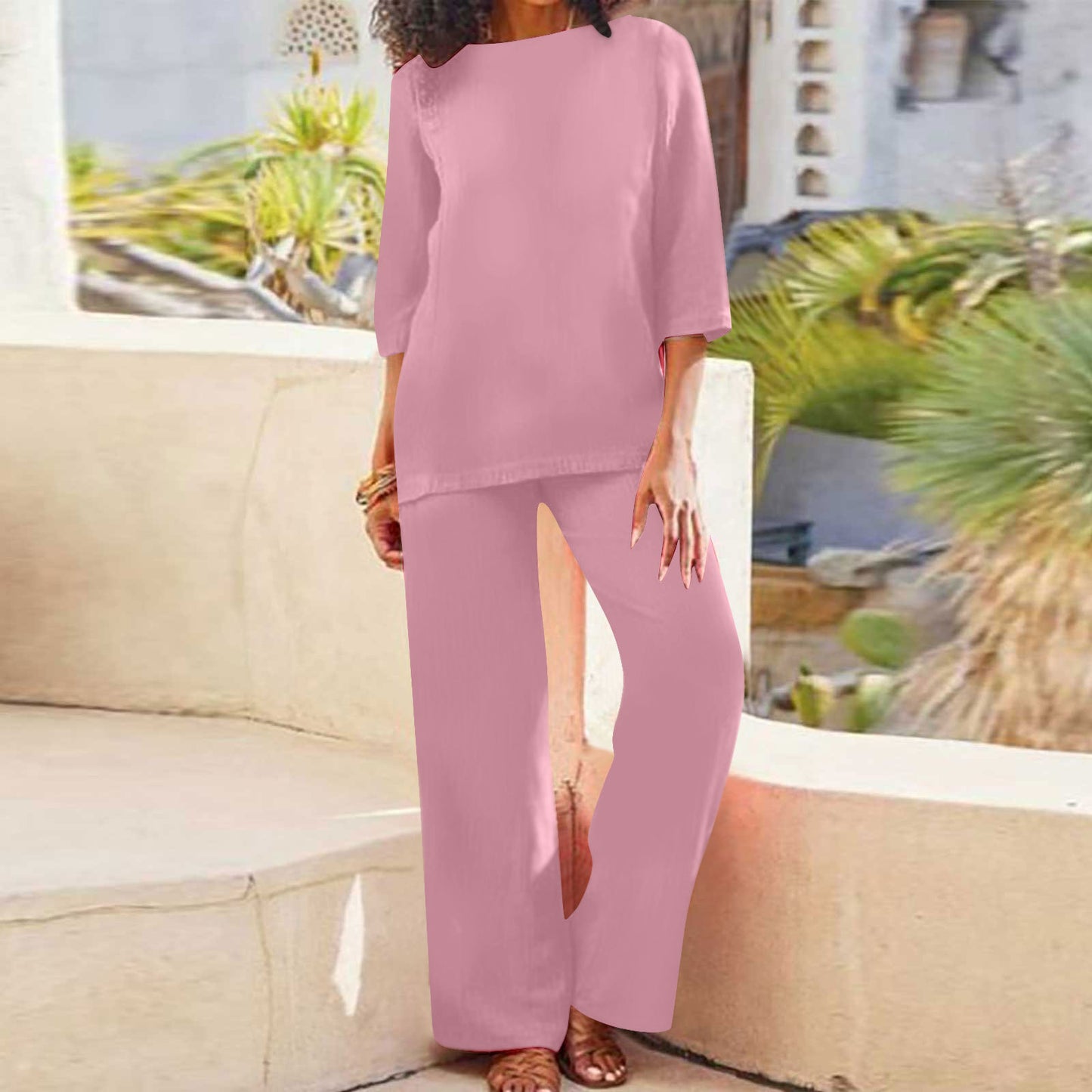 Women's Color National Style Retro Cotton Linen Long Pants