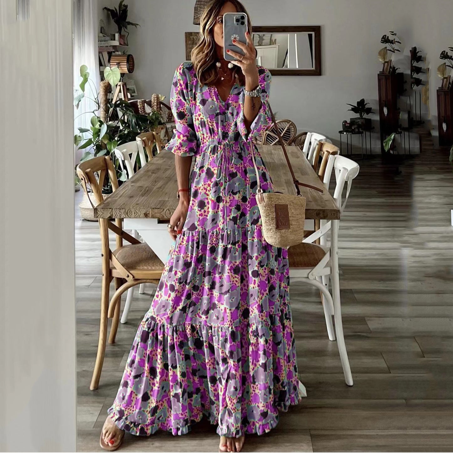 Women's Summer Temperament Vacation Printed Swing Long Clothing