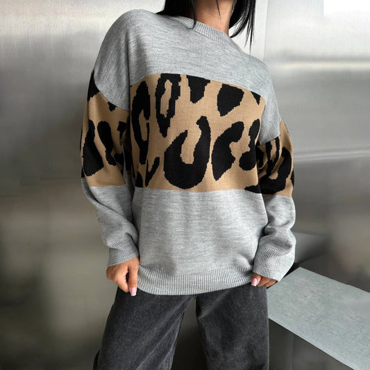 Women's Color Idle Style Round Neck Loose Sweaters