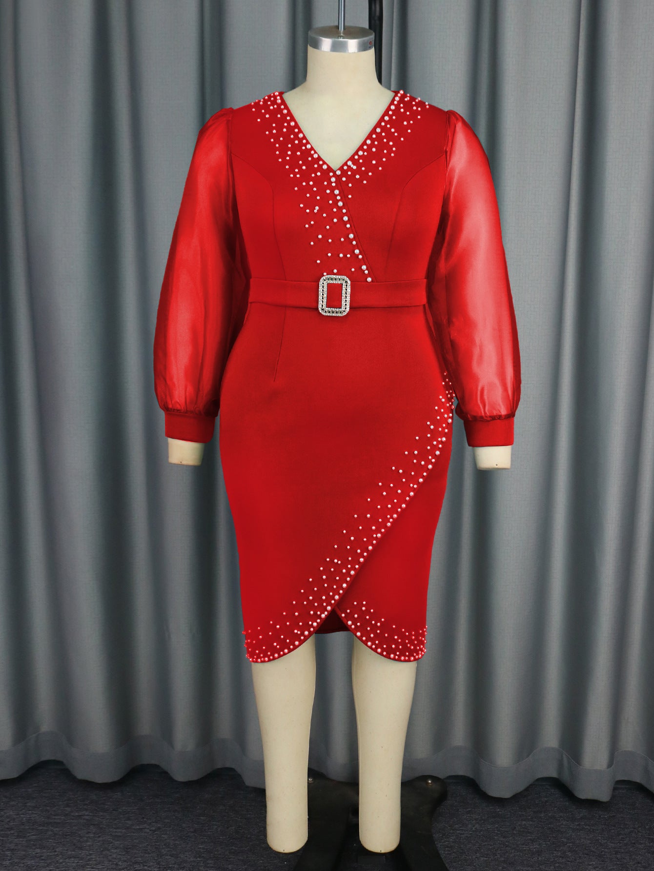 Women's Fashion Puff Sleeve Dress High Waist Dresses