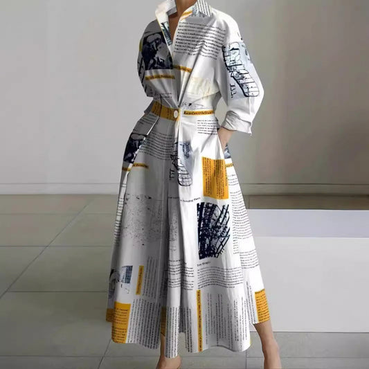 Commuting Fashion Collar Lining Sleeve Loose Dresses