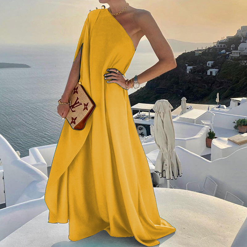 Women's Solid Color Loose Long Dress Queen Dresses