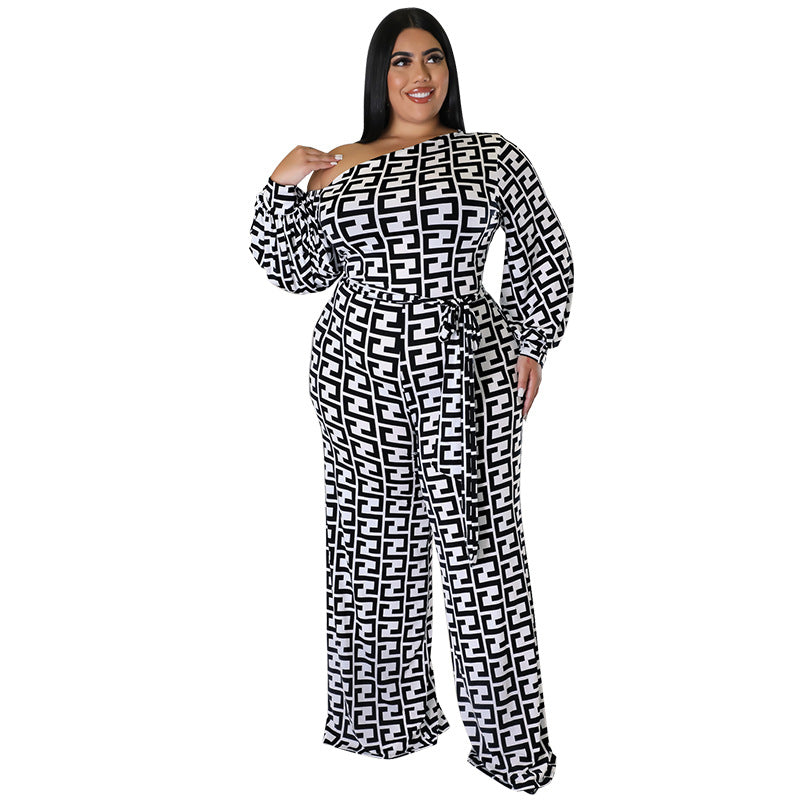 Women's Fashion Casual Printing Long Sleeve Jumpsuits