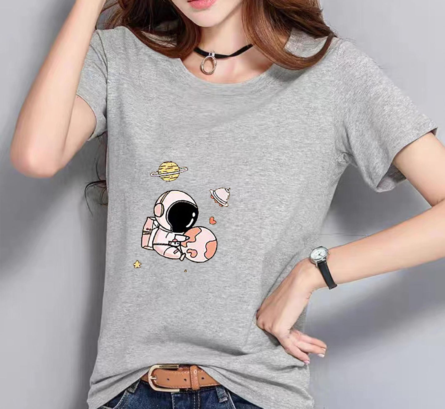 Women's T-shirt Summer Letters Korean Style Loose Blouses