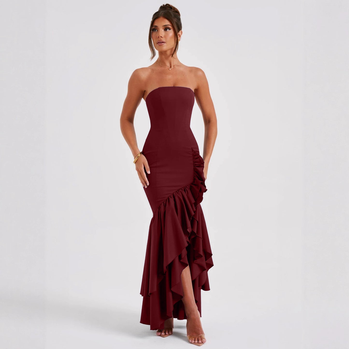 Women's Summer Elegant Tube Slit Fashion Slim Dress