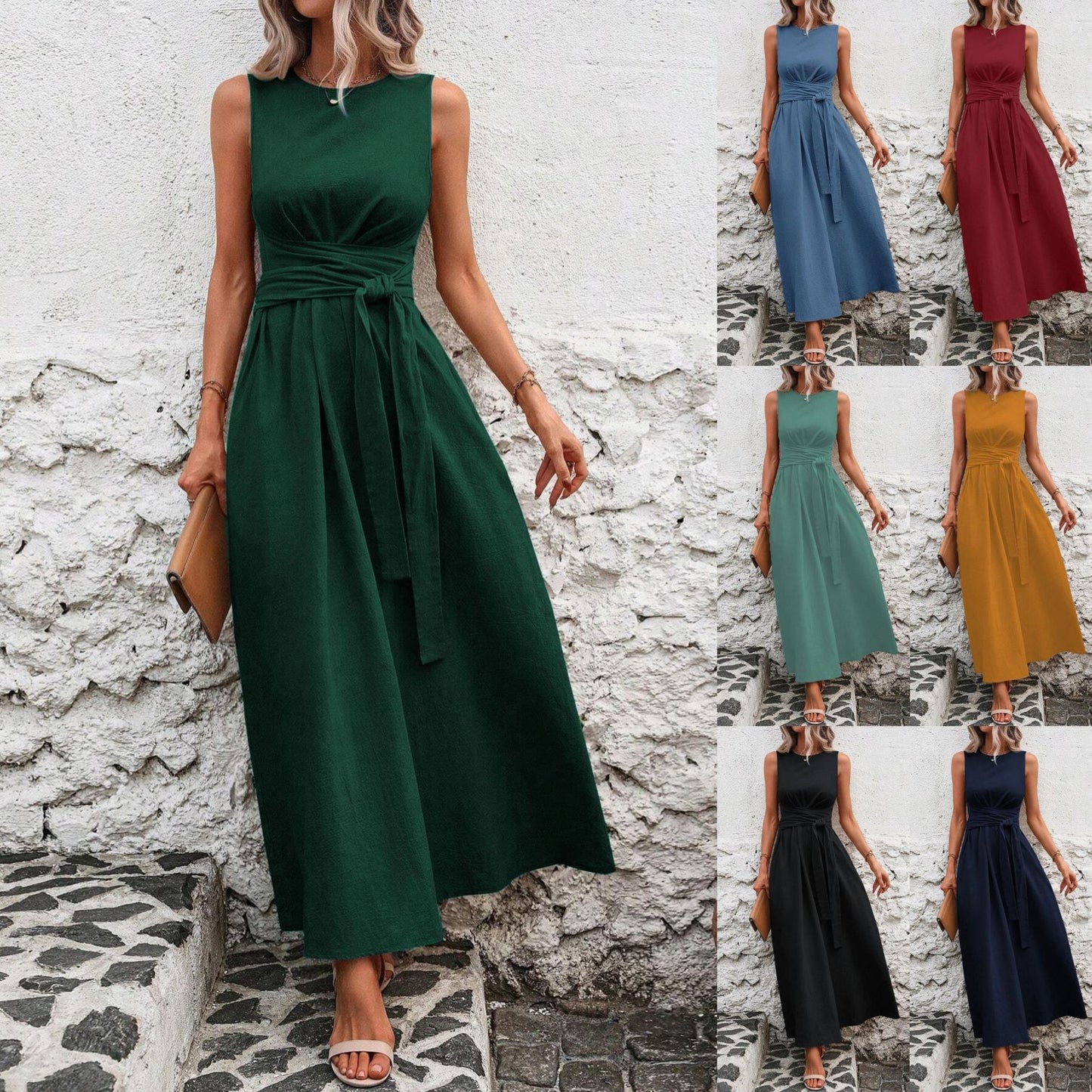 Women's Solid-color Casual With Temperament Long Elegant Dress