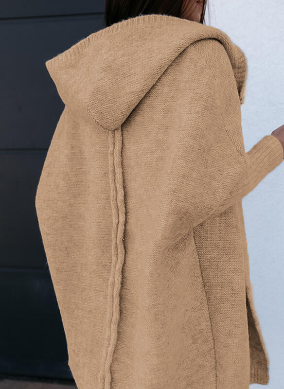 Women's Classy Trendy Hooded Front Knitted Sweaters