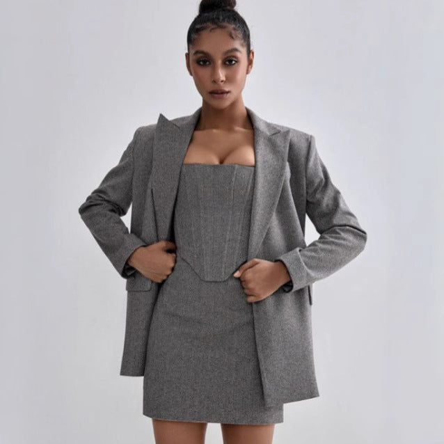 Women's Elegant High-grade Waist Fishbone Suspender Three-piece Suits