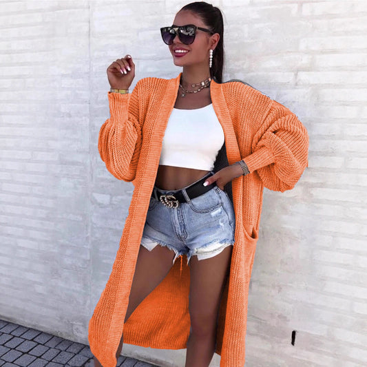 Women's Thick Needle Solid Color Large Long Knitwear