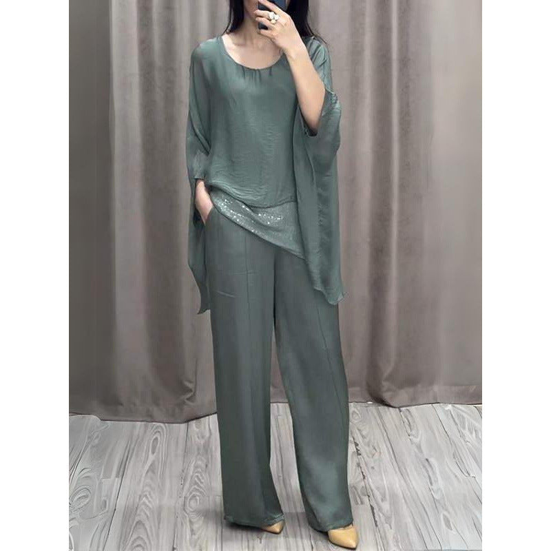 Graceful Fashion Shoulder Short-sleeved Trousers Casual Suits