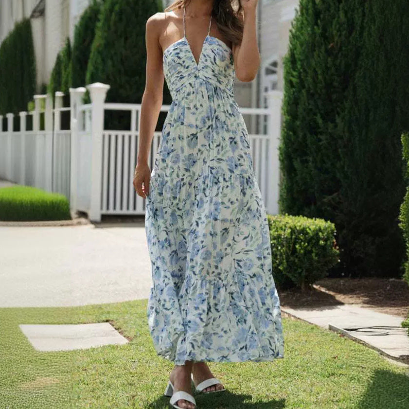 Fashion Women's Elegant Halter Sling Long Clothing