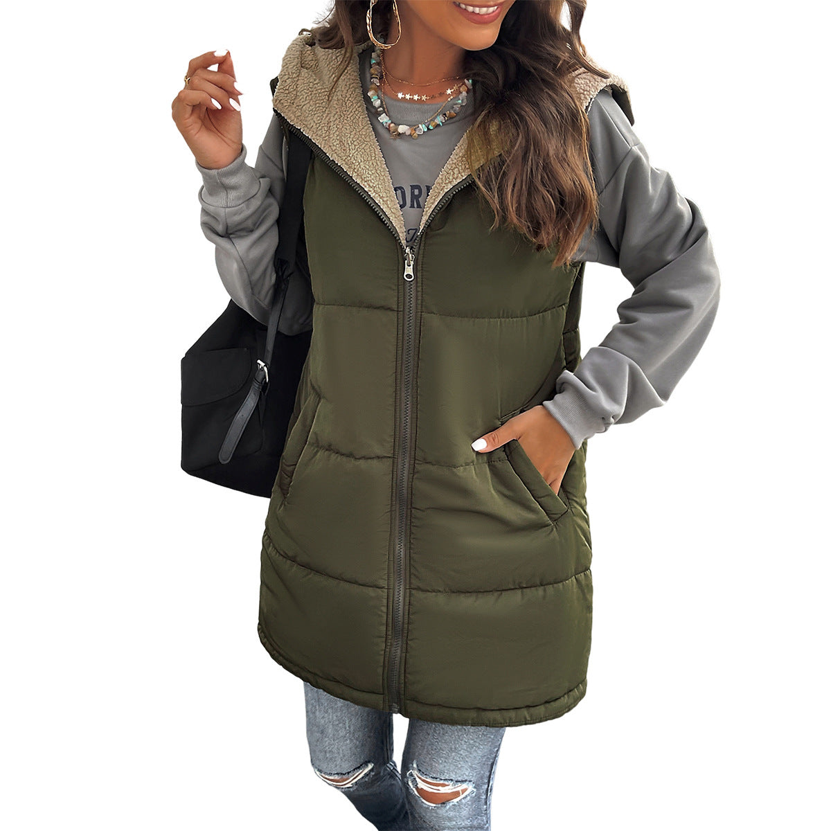 Women's Clothes For Winter Loose Commuter Mid-length Vests