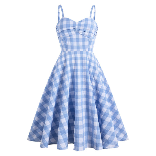 Women's Lattice Strap Waist Slimming Large Hem Dresses