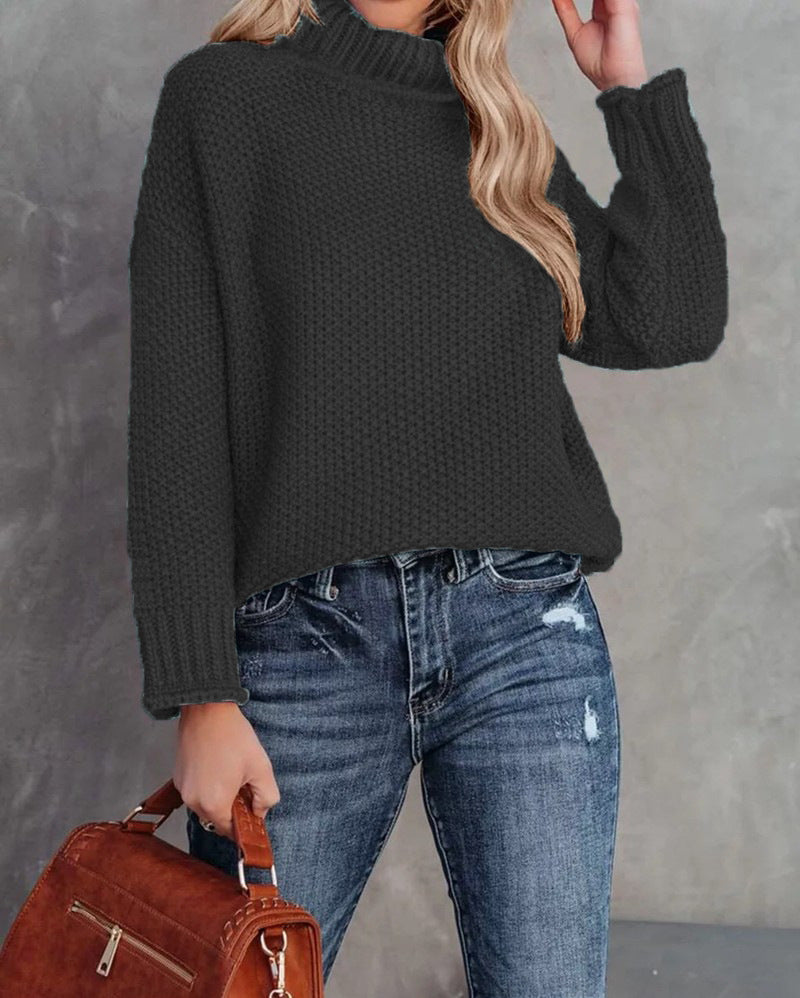 Women's Turtleneck Knitting Long Sleeve Hemming Women's Sweater
