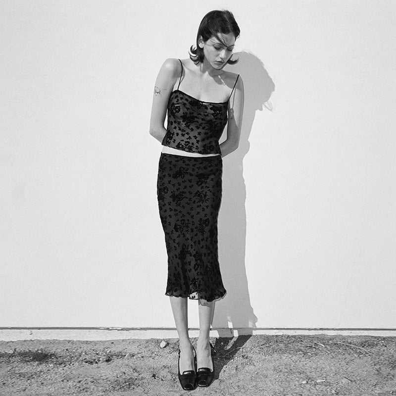 Print Sexy Oblique Cut Elegant French Skirts